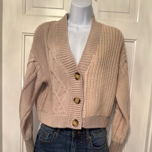 Truth by Republic Chunky Knit Cropped Cardigan Size S 100% Cotton
